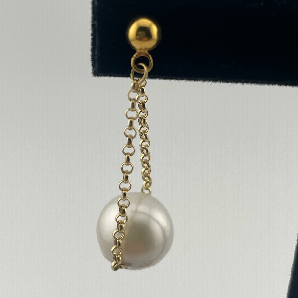Rare 12mm South Sea Pearl Drops | Solid 18K Gold | Palawan Origin - Picture 8 of 12